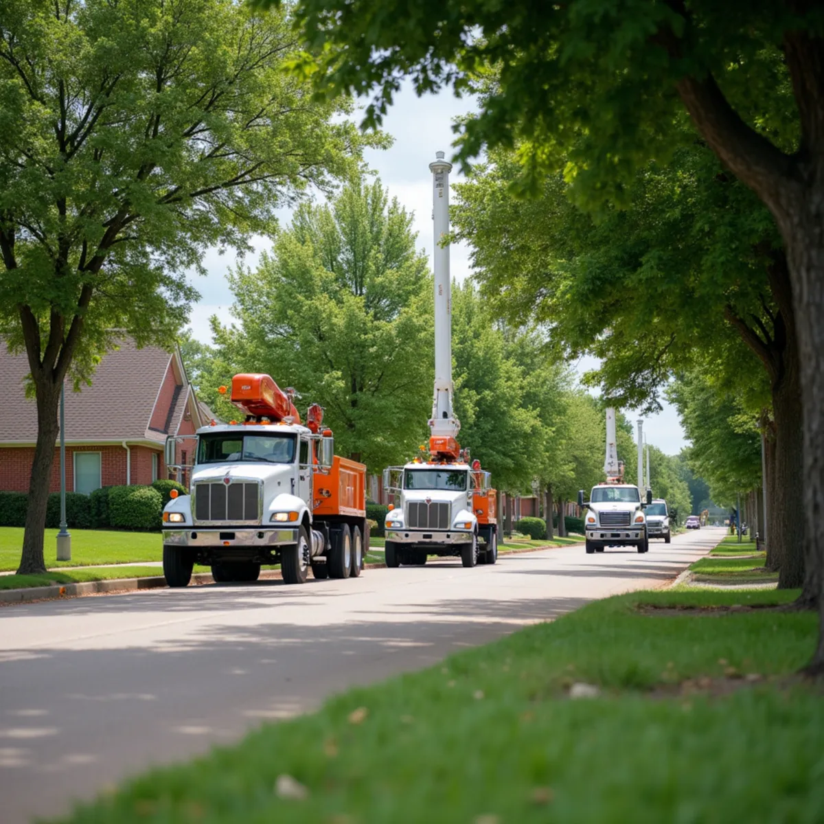 Uniform street trees being maintained in a master-planned Frisco, TX neighborhood