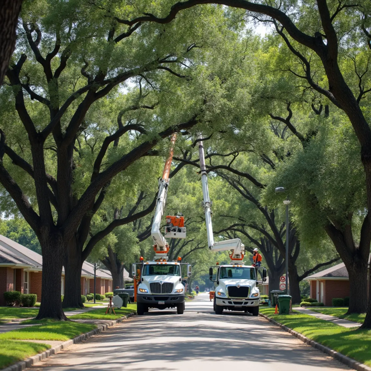 Tree service in Corsicana, TX neighborhood with mature trees