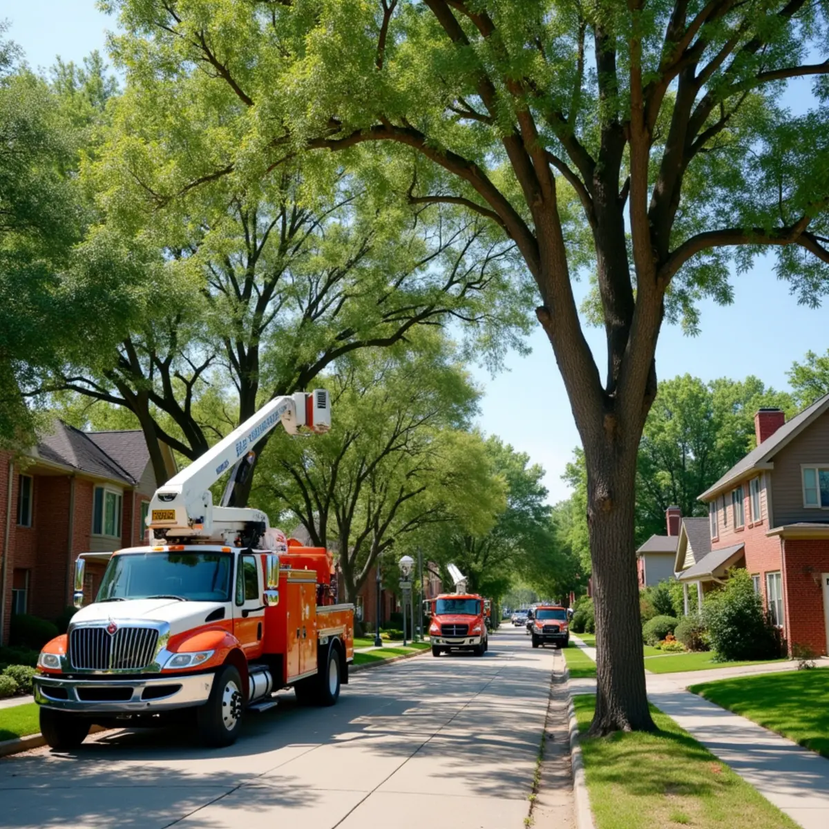 Tree service in McKinney, TX neighborhood with mature trees