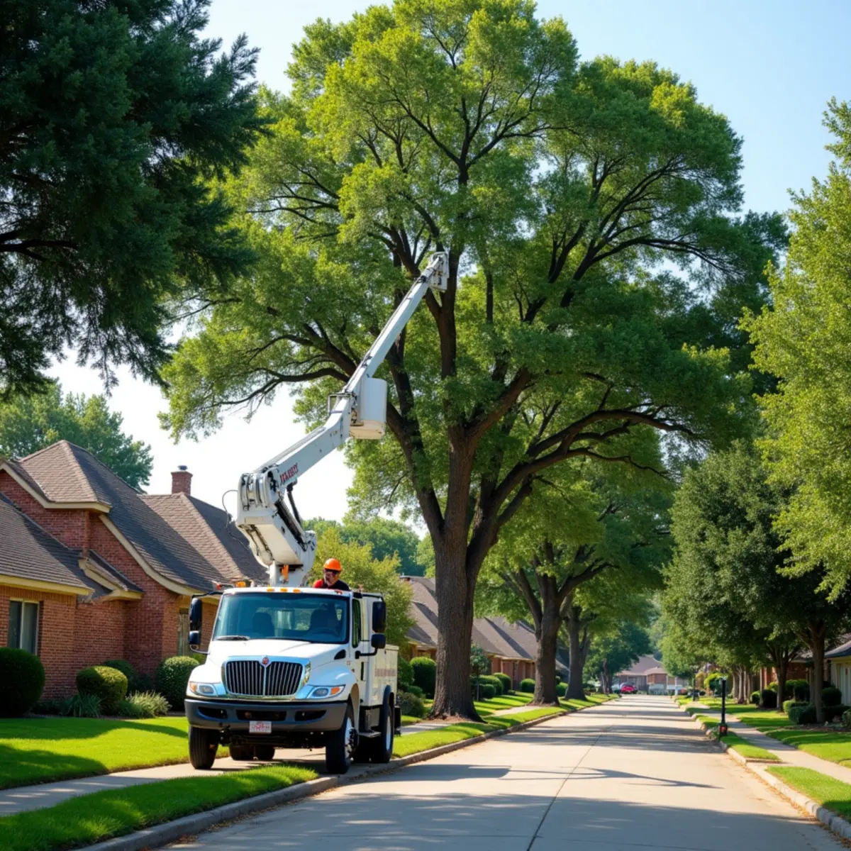 Tree service in Southlake, TX neighborhood with mature trees