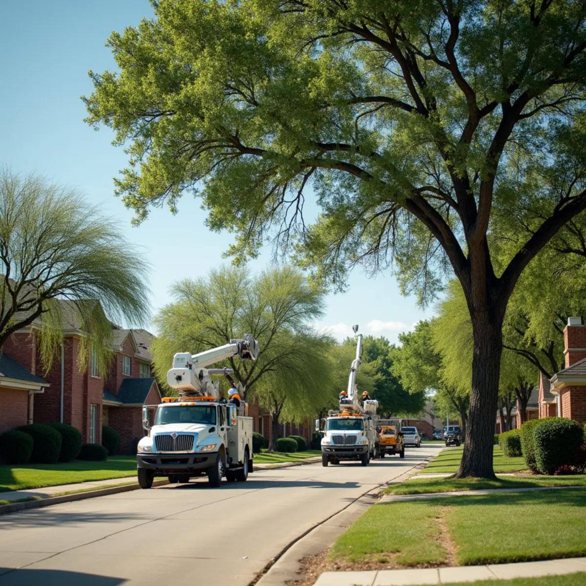 Tree service in The Colony, TX neighborhood with mature trees